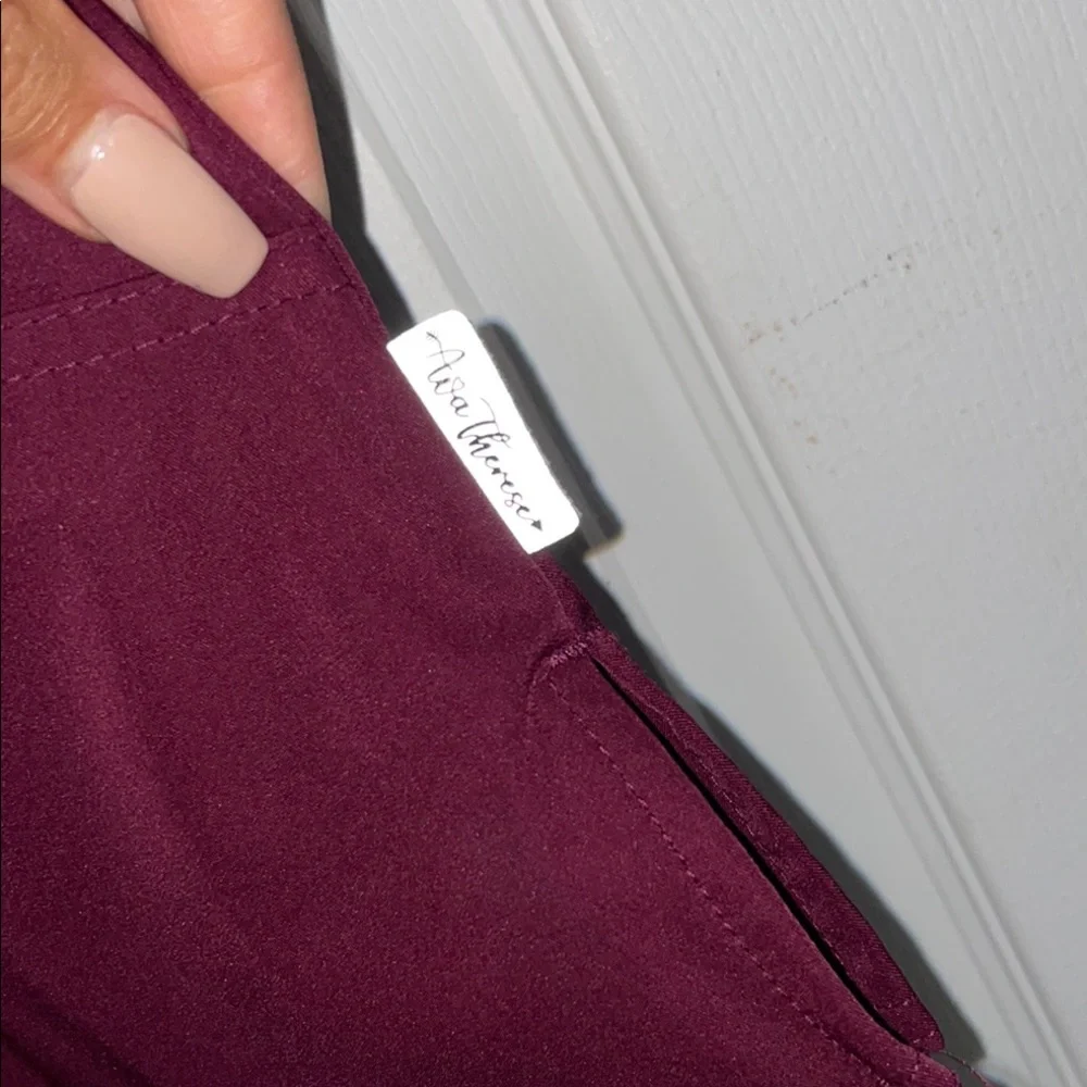 Ava Theresa Wine V-Neck Women's Scrub Top - Picture 5 of 6